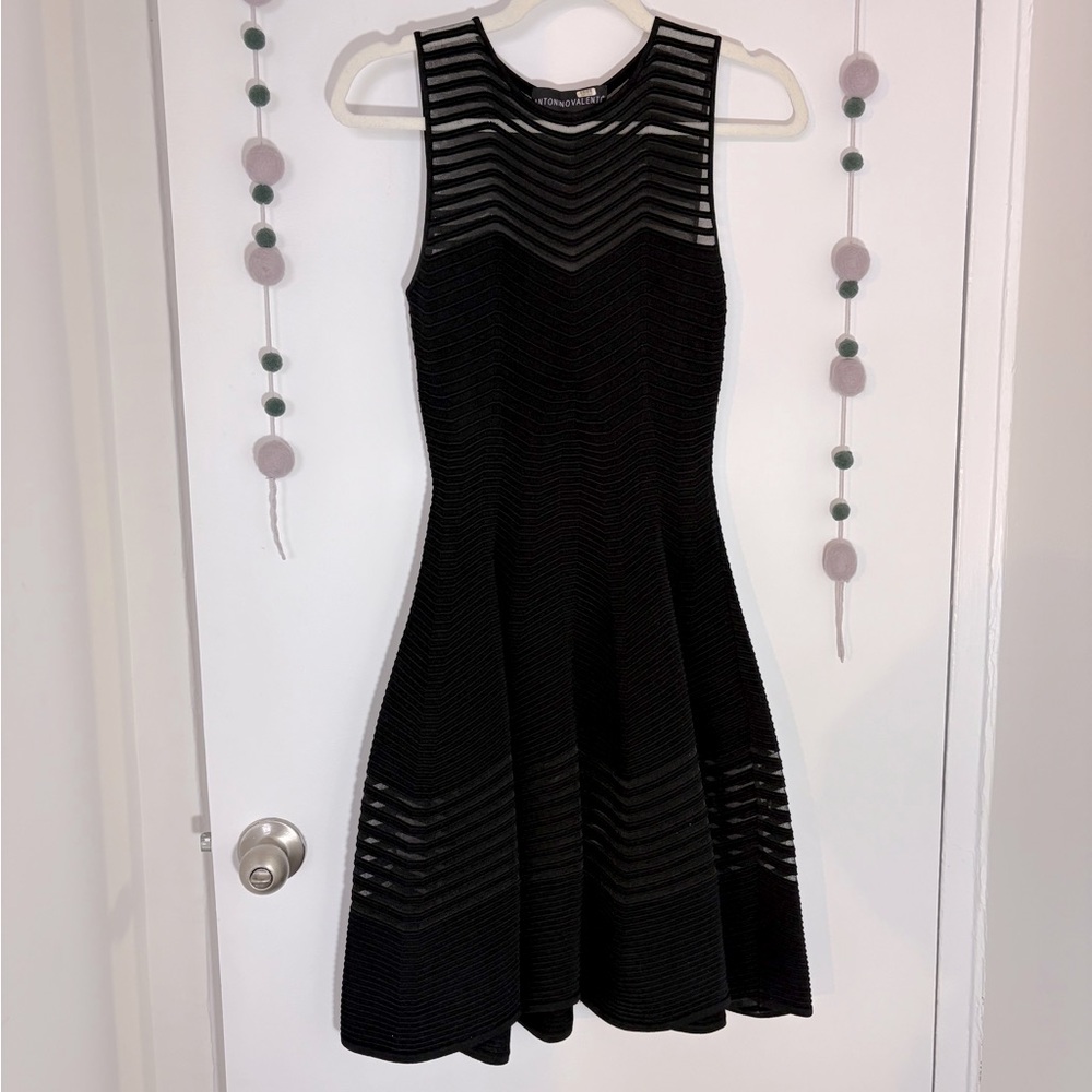 Antonino Valenti Black Sheer Zig Zag Dress
